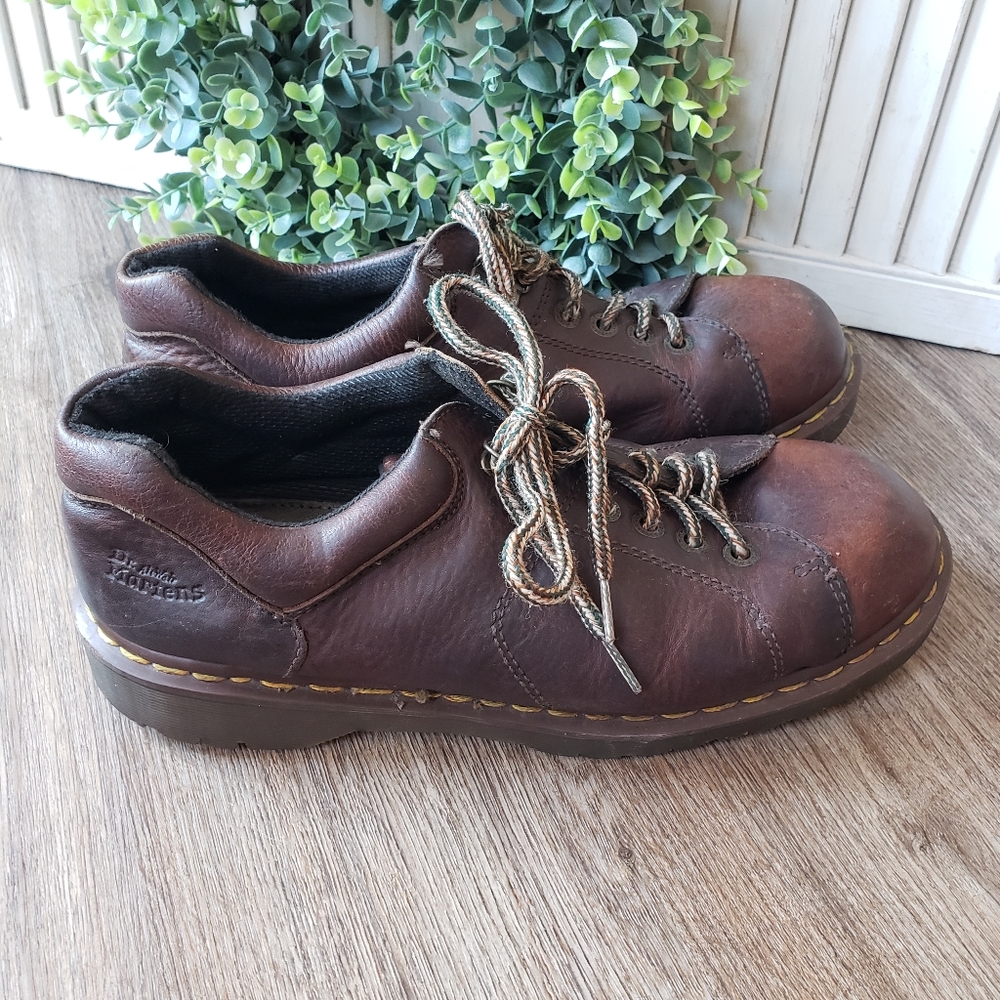 Vintage Dr. Martens Brown Leather Lace Up Chunky Oxford Shoes Made in England 11